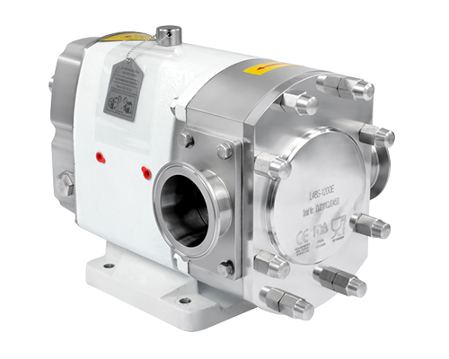 Stainless steel lobe pump with horizontal connections
